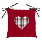 Assise matelasse coton 40 x 40 cm Suzon coeur rouge