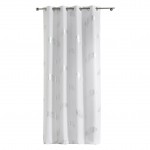 Rideau a oeillets 140 x 260 cm Plumette argent blanc