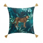 Coussin blue garden leopard