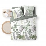 Housse couette + 2 taies 220 x 240 cm feuilles de Primavera tropical