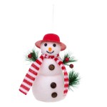 Bonhomme de neige avec chapeau boule de sapin de noel