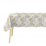 Nappe Toile cire au mtre Geogold blanc metalise