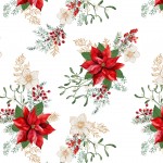 Nappe Toile cire au mtre Noel fleuri