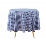 Nappe ronde 180 cm Vichy bleu