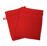 Lot de 2 gants de toilette 15 x 21 cm Uni rouge