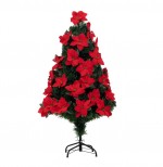 Sapin de Noel artificiel lumineux Poinsettia 50 Led 127 cm rouge