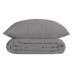 Housse couette + 2 taies 240 x 260 cm Percale de coton Uni gris