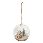 Boule de noel transparente 8 cm maison enneigee