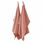 Lot de 2 essuie-mains Gaze de coton 50 x 70 cm rose peche