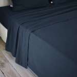 Drap plat flanelle 240 x 300 cm Candice bleu marine