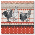 Lot de 20 serviettes en papier 33 x 33 cm Poules rustiques