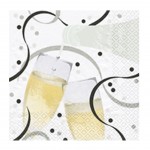 Lot de 20 serviettes en papier 33 x 33 cm flute de champagne