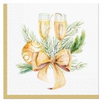 Lot de 20 serviettes en papier 33 x 33 cm Coupe de champagne noel fete