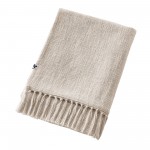 Plaid a franges en coton 130 x 160 cm Sixtine beige